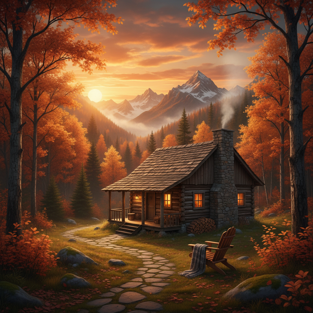 Mountain House - Autumn Sunset